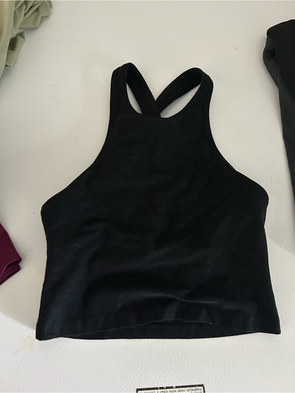Beyond Yoga Black High-Neck Racerback Crop Tank